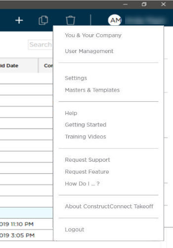 010301 The Settings And Help Menu Constructconnect Product Help 7260